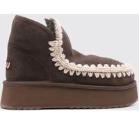 MOU Mini Eskimo Platform Suede Boots with Crochet Stitching - Size: 39 - female