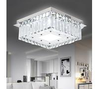 MOUFIER Modern 36W LED Crystal Ceiling Light Pendant Lamp, Flush Mount Crystal Chandeliers Fixture for Dining Room Bedroom Livingroom (Cool White)