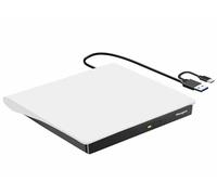 Mougerk External DVD Drive, Portable Type-C USB 3.0 DVD CD Drive Player DVD/CD +/-RW ROM Reader Rewriter Burner for Laptop MacBook Pro Desktops (White)