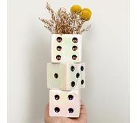 MOUGIGI Ceramic Dice Vase - Unique Decor for Dried Flowers, Rose, Pampas Grass - Stunning Design for Any Modern Space for Inspiring Smiles