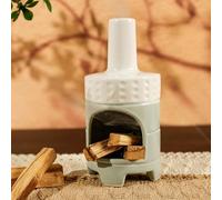 MOUGIGI Handmade Ceramic Palo Santo Holder Burner - Mini Chiminea Incense Dish for Palo Santo Sticks & Sage -Cone Burner Elegant Design for Energy Cleansing, Yoga, Meditation & Aromatherapy Idea