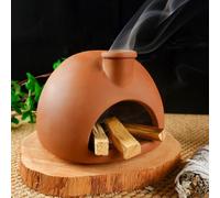 MOUGIGI Large Handmade Terracotta Palo Santo Holder - Chiminea Incense Dish with Chimney, Cone Burner for Sage, Ideal for Meditation, Zen, Yoga, Spa | Aromatherapy, Mindfulness, Altar Decor Gift