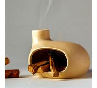 MOUGIGI Palo Santo Holder - Ceramic Incense Burner for Palo Santo Sticks, Cone, and Spiritual Sage - Modern Chiminea for Meditation - Handcrafted Smudge Bowl and Meditation Gift