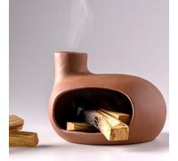 MOUGIGI Terracotta Palo Santo Holder - Modern Chiminea Incense Burner for Yoga, Meditation, and Energy Cleansing - Wood Sticks Dish, Sage Ash Catcher, Smudge Bowl, Cone Burner - Unique Meditation Gift