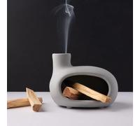 MOUGIGI Terracotta Palo Santo Holder - Modern Incense Burner, Cone Burner, Tabletop Fireplace - Purify and Energize Your Home with Fragrant Palo Santo Wood, Sage - Perfect for Meditation and Yoga