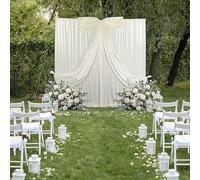 Moukeren 10 x 10 ft Wedding Ivory Backdrop Curtains Bow Decor Photo Backdrop Curtain for Wedding Birthday Parties Baby Showers Bridal Showers Photo Shoots and Home Decorations Cream White