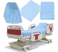 Moukeren 12 Pcs Hospital Bed Sheets for Home Use Extra Long Hospital Bed Fitted Sheets Sets 36 x 84 x 14 Inches Included Quilt Cover and Pillow Case (Blue)