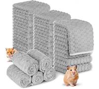 Moukeren 20 Pcs Guinea Pig Fleece Bedding Blankets Bulk Washable Small Animal Fleece Cage Liners Pet Sleeping Mat Cover for Hamster Chinchilla Rabbit Hedgehog (14 x 30 Inch,Cloud Style,Gray)