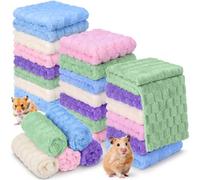Moukeren 20 Pcs Guinea Pig Fleece Bedding Blankets Bulk Washable Small Animal Fleece Cage Liners Pet Sleeping Mat Cover for Hamster Chinchilla Rabbit Hedgehog(12 x 12 Inch,Cloud Style,Bright Color)