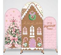 Moukeren 3 Pcs Pastel Pink Gingerbread Arch Cover 4ft 5ft 6ft Decor