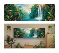 Moukeren 7.9 x 3.6 ft Rain Forest Falls Scenic Backdrop for VBS Large Tropical Rainforest Natural Scenery Fabric Background Photography Studio Celebration Party Photo Shoot Props