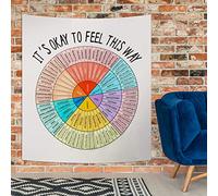 Moukeren Cool for School Feelings Wheel Tapestry 51 x 59 Inch Large Emotion Wall Tapestry for Classroom Its Ok to Feel This Way Poster Inspirational Health Wall Hanging for School Counseling Office