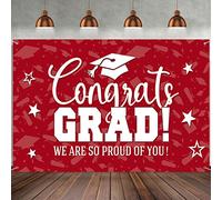Moukeren Graduation Decorations Graduation Backdrop Banner Class of 2024 Graduation Backdrop Grad Background for Graduation Party Photo Studio Props Decoration Sign Supplies, 72.8 x 43.3 Inch(Red)