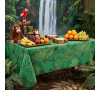 Moukeren Hawaiian Luau Tablecloths 91 x 130 Inch VBS Palm Leaf Rainforest Falls Table Covers Tropical Greenery Jungle Table Cloth for Summer Beach Cocktail Party Supplies