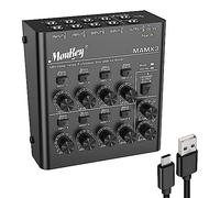 Moukey Ultra Low-Noise 8-Channel Line Mixer for Sub-Mixing, DC 5V 8-Stereo Mini Audio Mixer, Ideal for Small Clubs or Bars, Guitars, Bass, Keyboards or Stage Mixer-MAMX3