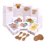 Moukiween 32 Pcs Soap Boxes for Homemade Soap,3.54 X 2.36 X 1.18 Inch Soap Boxes with Window,Kraft Soap Packaging Boxes Supplies(White)