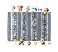 Mould, 3D Decoration with Hearts, Bows and Bears, Carving Template Bear Heart Bow Cute Patterns for Salon Home Manicure Wedding Meeting