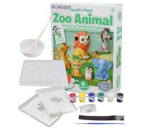 Mould and Paint Zoo Animal Craft Kit for Children - Creative Activity Set for Casting and Painting Fridge Magnet Models - Complete with Moulds Plaster Paints Brush and Mixing Accessories - 2 Pack