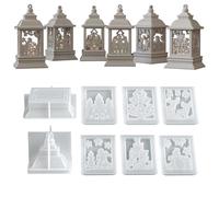 Mould for Candle Holders and Holders, Plaster Epoxy Christmas Lantern - 8-Piece Moulds for Christmas Made of Epoxy Resin - For Concrete Art Handmade Home Decoration Holidays