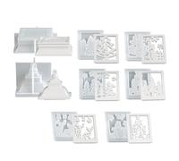 Mould for candle holders and holders, pouring Christmas lanterns made of cement - 8-piece silicone casting mould for casting, for Christmas crafts made of concrete for home decoration and art