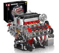 Mould King 10130 V8 Engine Building Blocks Set, Combustion Engine Model That Runs, Mini Twin-Turbo Engine Build Kit for Adults with Battery, Engineering Construction STEM Toy (2718 PCS)