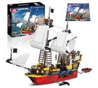 Mould King 10137 MOC Revenge Pirate Ship Clamp Blocks Kit Sailing Ship Building Blocks Toys for Adults and Kids, STEM Ship Clamp Blocks Kit Model (928 Parts)