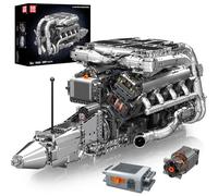 Mould King 10168 Technik V8 Twin-Turbo Engine Building Blocks Kit, MOC Scale Block Model Set with Battery and Motor, STEM Building Toys for Children and Adult Collectible (2899+ PCS)