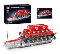 Mould King 10169 V12 Engine Building Block Sets, V12 Engine Model Kit That Runs, MOC Engineering Model Building Kit with Battery and Motor, 3472 PCS STEM Engineering Building Blocks for Adults