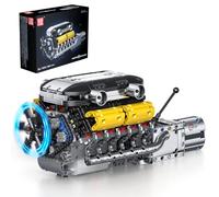 Mould King 10202 Technik V12 Engine Building Blocks Car Engine Kit with Shift Function (1260 Pieces) for Adults (14+)