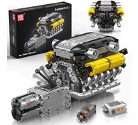 Mould King 10202 V12 4-Speed Transmission Engine Model Kit, 1260 Pcs to Build Your Own Mini Engine That Works, Hobby Building Blocks Kit for Adults, DIY STEM Project for Kids/Teens