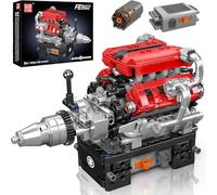 Mould King 10204 V8 Engine Building Toy - Build Your Own V8 Engine Kit That Runs, 8-Cylinder Petrol V8 Car Engine Model Building Kit for Kids/Teens 10+ Years (750 PCS)