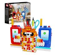 Mould King 10220 Owl Pen Holder Building Set, 321 Pieces Flame Owl Desk Organizer Model, Creative Intercom Style Display Decoration, DIY Brick Model for Home Office Desk Decor