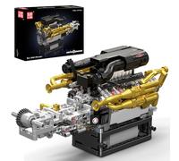 Mould King 10224 V12 Engine Building Blocks Set, Build Your Own Engine Model That Runs, Engineering Construction STEM Toy for Boys Girl Kids/Adults (974 Pcs)