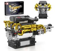 Mould King 10224 V12 Engine Kits That Runs, Build Your Own Visible Truckr Motor, Physical Science Experiment Models for Teens, Best STEM Toy Gifts for Adult(974Pcs)
