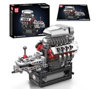 Mould King 10225 Dodge V8 Engine Building Kit with Gearbox, 855+ Pieces Mechanical Model Featuring Working Pistons and Transmission