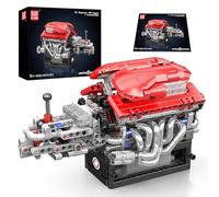 Mould King 10226 FE Supercar V12 Engine Building Kit with Gearbox,863+ Pieces Mechanical Model Featuring Working Multi-Speed Transmission
