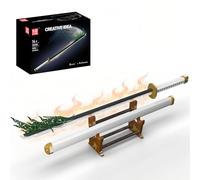 Mould King 10258 Anime-Style Sword Building Blocks Set, LED Light-Up Sword Model for Adults, Cosplay Pirate Samurai Weapon with Scabbard and Display Stand