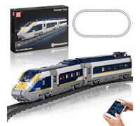 Mould King 12016 Technik Remote Controlled Train Model Kit E320 Clamping Blocks Train Railway Building Blocks Passenger Train with LED Light Compatible with Other Brands (1948 Pieces)