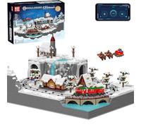 Mould King 12029 Remote Controlled Christmas Train Building Block Set Large Winter Road Scene Castle Park with Music Lighting Christmas Village with Moving Train（4234+ PCS）
