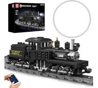 Mould King 12032 Shay-Type Steam Locomotive Building Set with LED Lighting, Remote/App Control Model Train Block Kit with Tracks, Engineering Toy Kit for Adults (880 PCS)