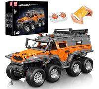 Mould King 13088 Technik Off-Road Car Building Blocks Model, 3062 Parts Remote Controlled 8x8 Off-road Car Kit, MOC Offroader Vehicle Clamping Blocks Kit with APP Dual Control and 8 Motors (Orange)