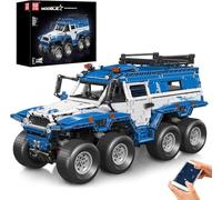 Mould King 13089 Remote Controlled Avtoros Shaman 8? Off-Road Vehicle APP Technology Truck Model Clamp Blocks Kit with 8 Electric Motors (3062 Parts) Blue and White