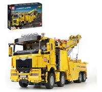 Mould King 17028 Remote Control Heavy Duty Truck Building Block Kits, Construction Vehicle Assembly Large Set, 4883 PCS Technology Crane Building Block Set with Motors, Yellow