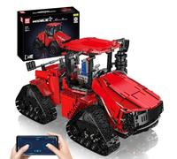 Mould King 18020 Technik Remote Controlled Tractor Building Blocks, MOC Electric Chain Tractor with 4 Motors, STEM Clamping Blocks, Model Kit for Technology Agricultural Machinery Lovers, Red