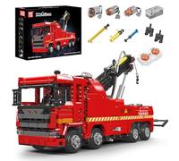 Mould King 19017 Pneumatic Rescue Truck Building Kit,1653+ Pieces Engineering Vehicle Model with Air-Powered Functions Remote-Control Building Set for Boys