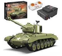 Mould King 20035 MOC M26 Tank Building Blocks Kit, Technik Remote Controlled Transporter Tank with Battery and Sound, Green Hunting Tank Clamping Blocks Kit for Kids/Adults (1054+ PCS)