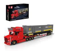 Mould King 24133 Mini World Container Truck Model Kit for Adults, Creator Expert Heavy Duty Semi Trailer Engineering Building Block Set, Static Cargo Hauler Display (1340 Pieces)