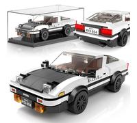 Mould King 27013 AE86 Speed Champion Car Clamping Blocks with Acrylic Display Case, Technology Building Blocks Racing Car Sports Car Construction Toy, Collectible Model Car, Racing Car Kits for Adults