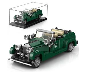 Mould King 27105 Vintage Car Building Sets, Classic Luxury Open-Top Roadster Model Building Block Kit, Retro British Green Car Toy for Boys, Teens & Adults (320+ Pcs)