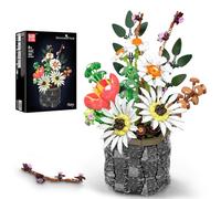 Mould King Flowers Botanical Building Kit with Vase - Spring Flower Bouquet (Daisy, Sunflower, Tulip), Creative DIY Gift for Women, Mom on Mother's Day, Valentine's - Home Office Decor - 1157 PCS